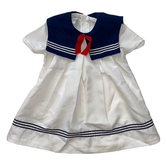 VTG You're in Wonderland Girls  Size 6 Dress USA 80s Sailor Pleated Disney? - Picture 1 of 4